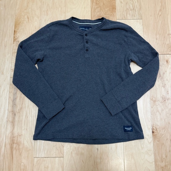 Abercrombie and‎ Fitch mens Henley y2k gray long sleeve thermal shirt size M - Picture 1 of 6